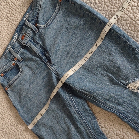 J. Crew 28P Demi Boot Crop Distressed Cotton Tencel Blend Blue Jeans - Picture 6 of 16